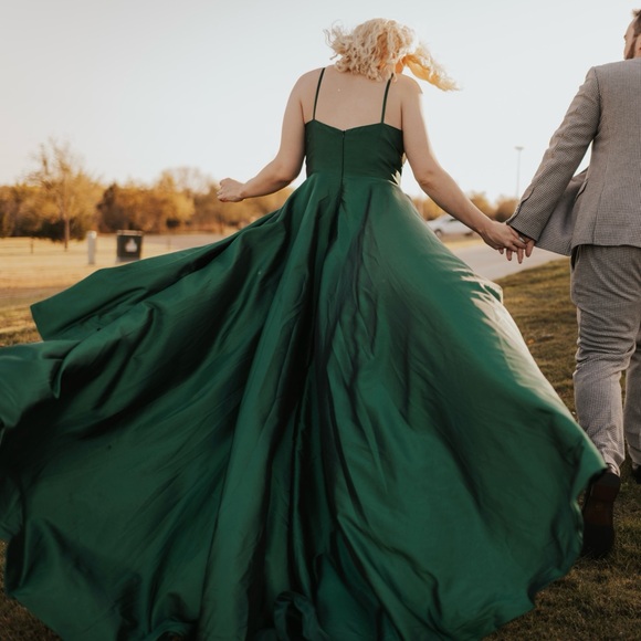 Handmade DressCulture Hunter Green Gown Prom Dress - Picture 1 of 7